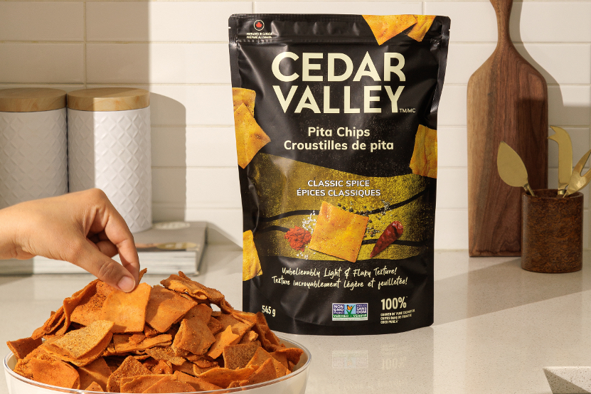 A product shot ofthe classic spice Cedar Valley pita chips