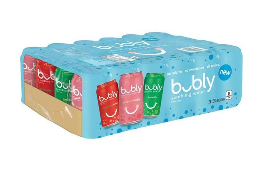 A 24-pack of bubly sparkling water