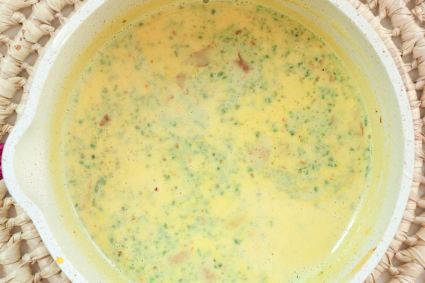 Saffron pistachio kulfi mixture in a bowl