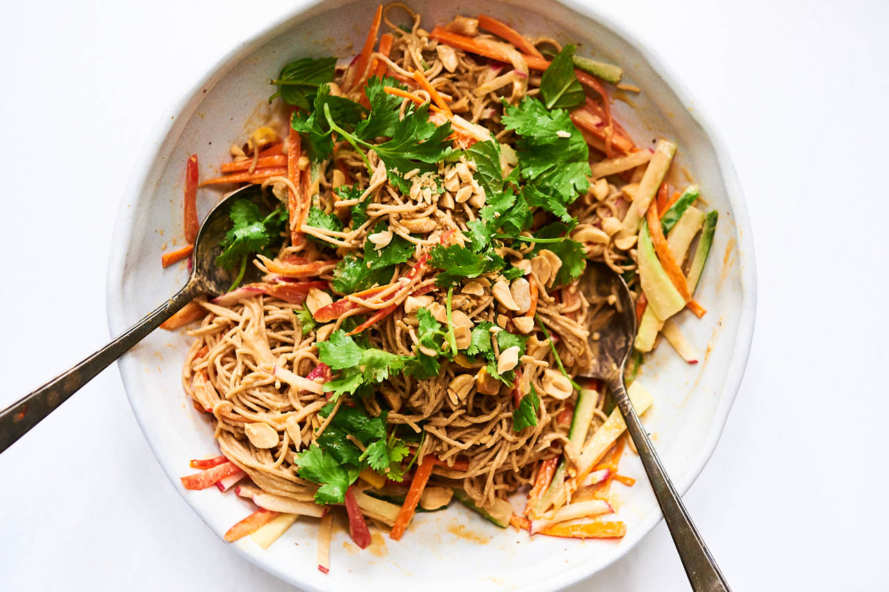 Cold Rice Noodle Salad with Spicy Peanut Sauce