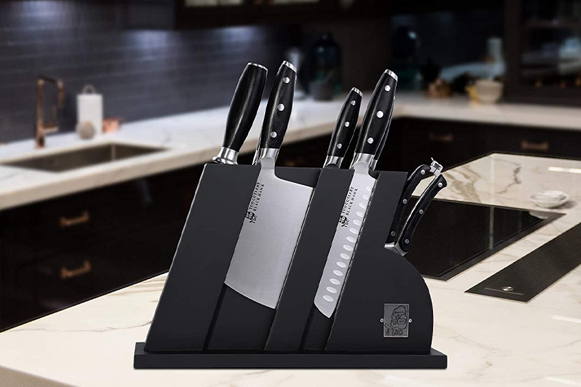 Tuo knife set on kitchen counter