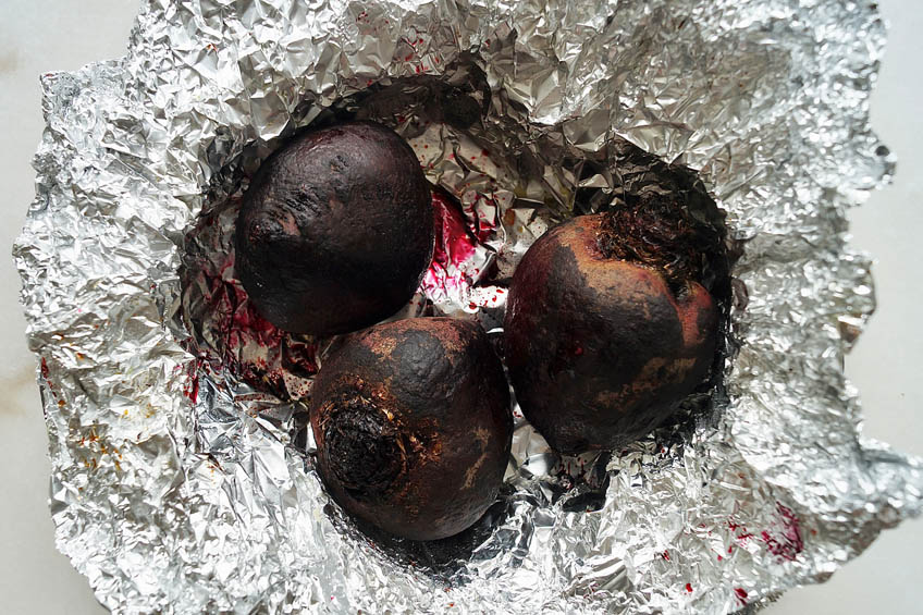 3 beets roasted in foil