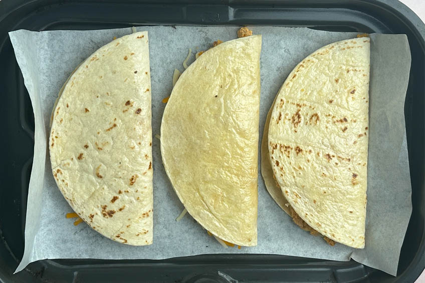 Cottage cheese quesadillas in an air fryer