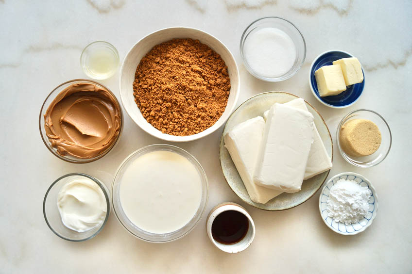 Ingredients for No-Bake Biscoff Cheesecake