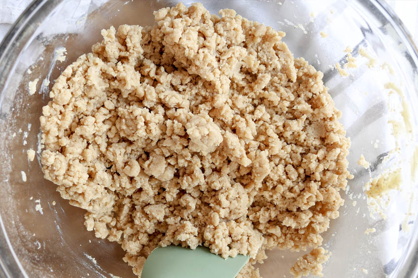 Cardamom sugar crumb in a mixing bowl