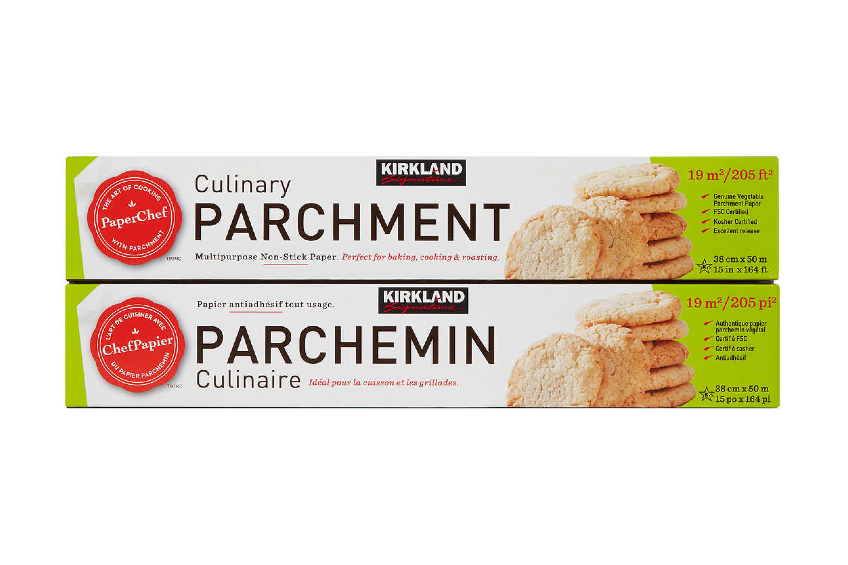 A two-pack of Kirkland brand parchment paper