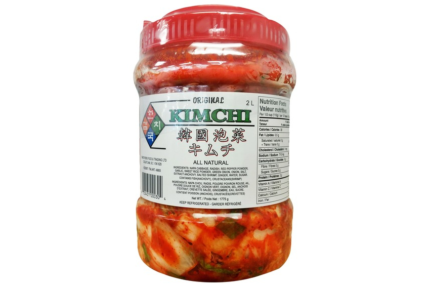 A large tub of Brother's kimchi