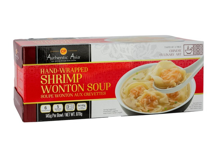A large package of frozen wonton soup