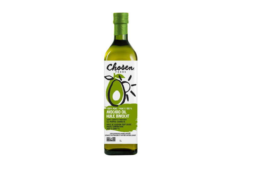 A 1L bottle of Chosen Foods avocado oil
