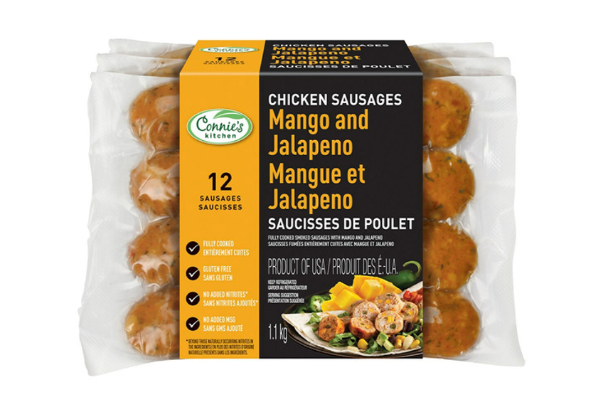 Mango and jalapeno-flavoured chicken sausages
