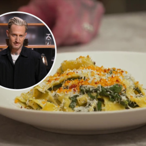 Michael Voltaggio's Kale Noodles with Chorizo Breadcrumbs