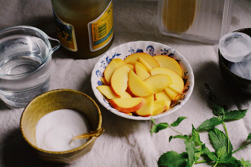Ingredients for peach mango fizz