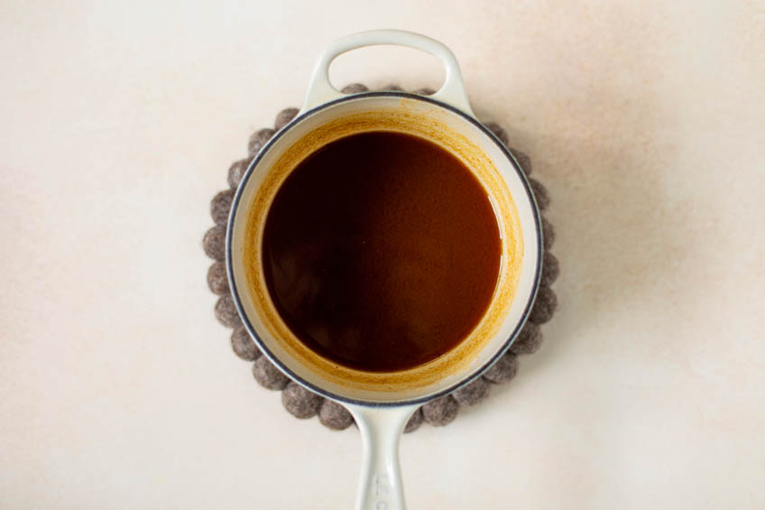 An overhead shot of an espresso shot