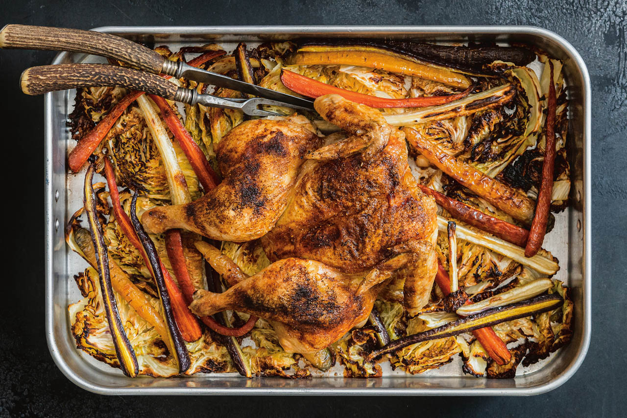 Sheet pan spatchcocked chicken