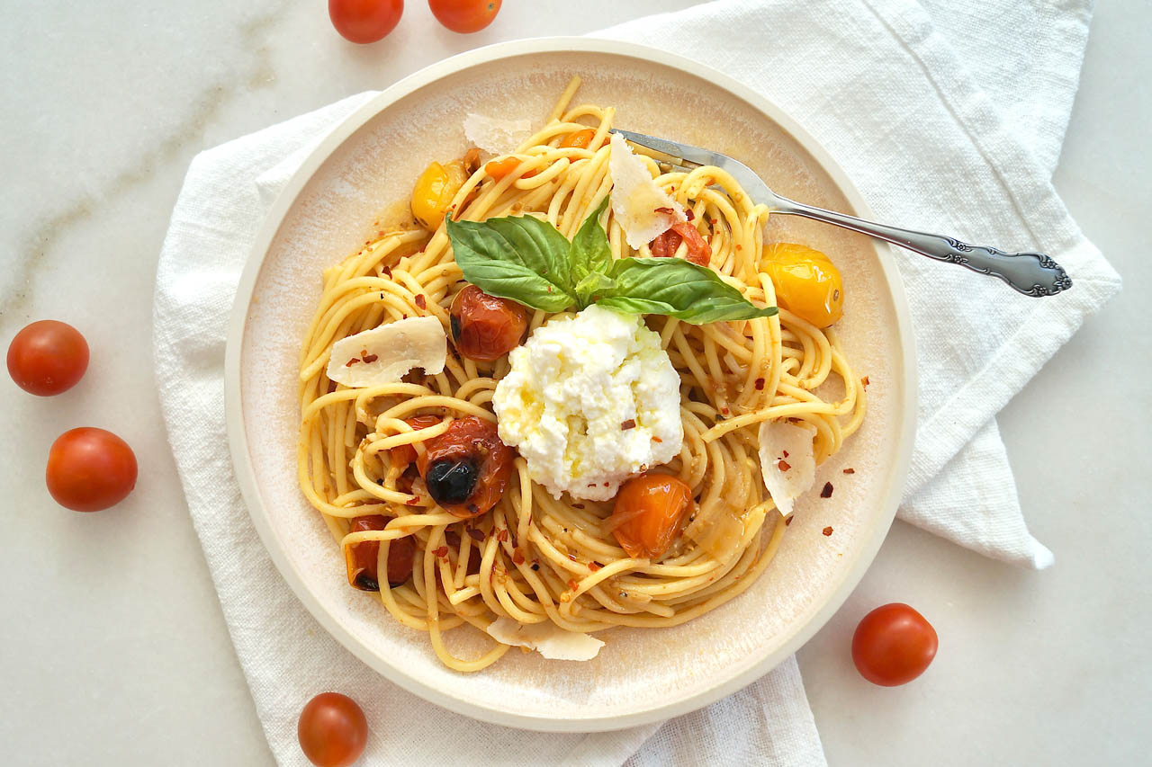 Tomato Confit Pasta with Ricotta