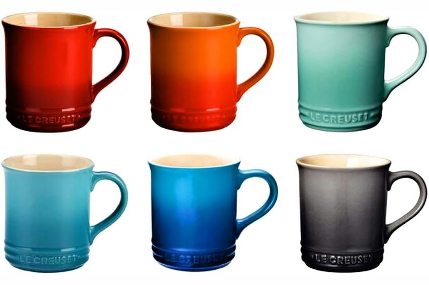 Six colourways of Le Creuset's stoneware mug
