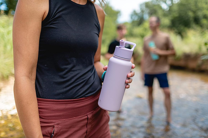 simple modern water bottle with straw and chug lid