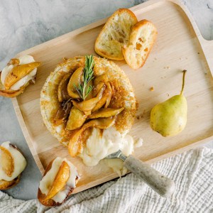 Air Fryer Baked Brie with Caramelized Pears