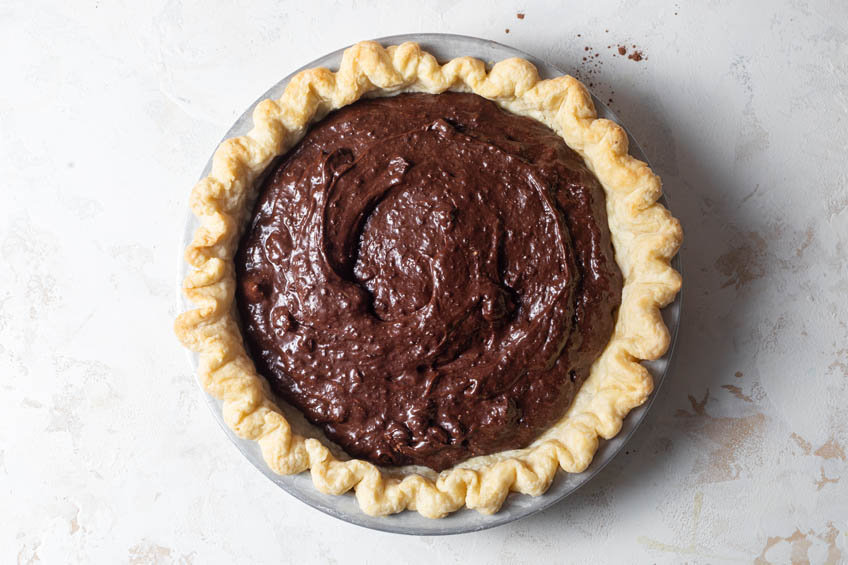 Brownie batter in a pie shell