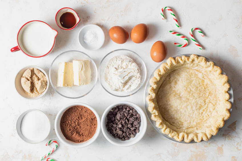 Ingredients for Brownie Pie with Peppermint Whipped Cream