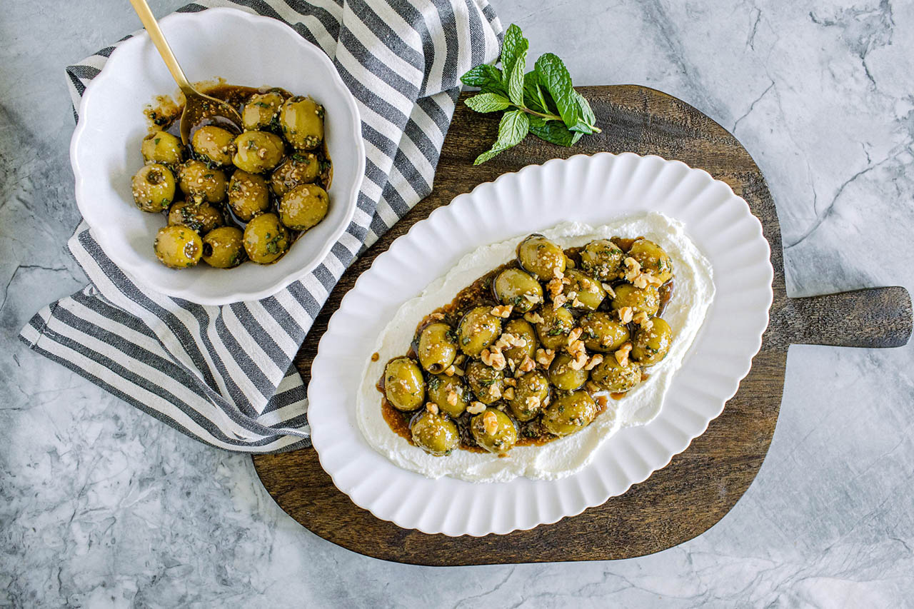 Marinated Persian Olives With Whipped Ricotta