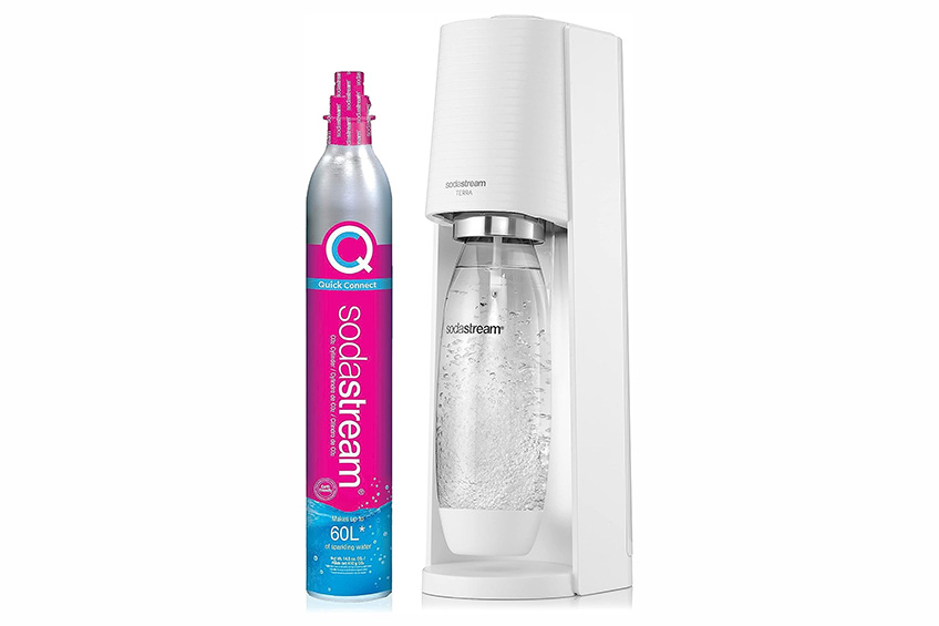 SodaStream Terra Sparkling Water Maker with CO2 Cylinder and 1L Dishwasher Safe Bottle