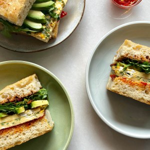 Herb and Goat Cheese Sheet Pan Frittata Sandwiches For Dinner