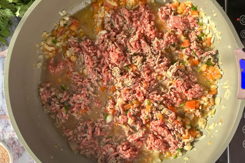 Ground beef in pan