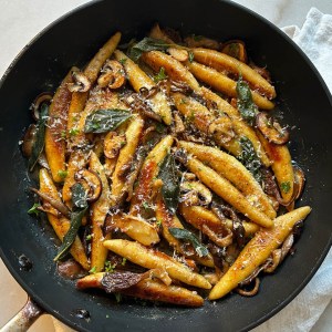 German Potato Noodles (Schupfnudeln) With Brown Butter, Mushrooms and Sage