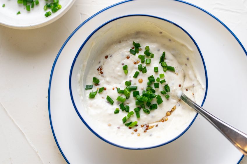 Horseradish-mayo spread in a bowl