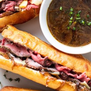 French Onion Beef Dip Sandwiches
