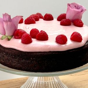 One-Bowl Chocolate Cake With Pink Raspberry Cream Cheese Frosting