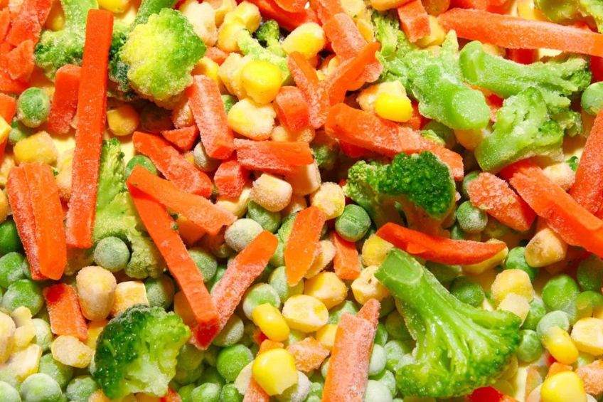 close up of frozen vegetables
