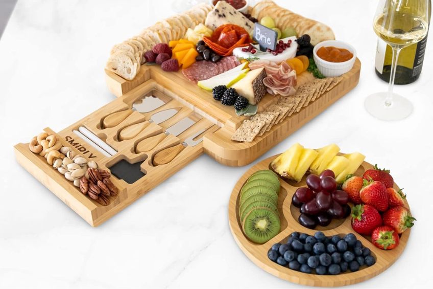 Charcuterie board and fruit platter