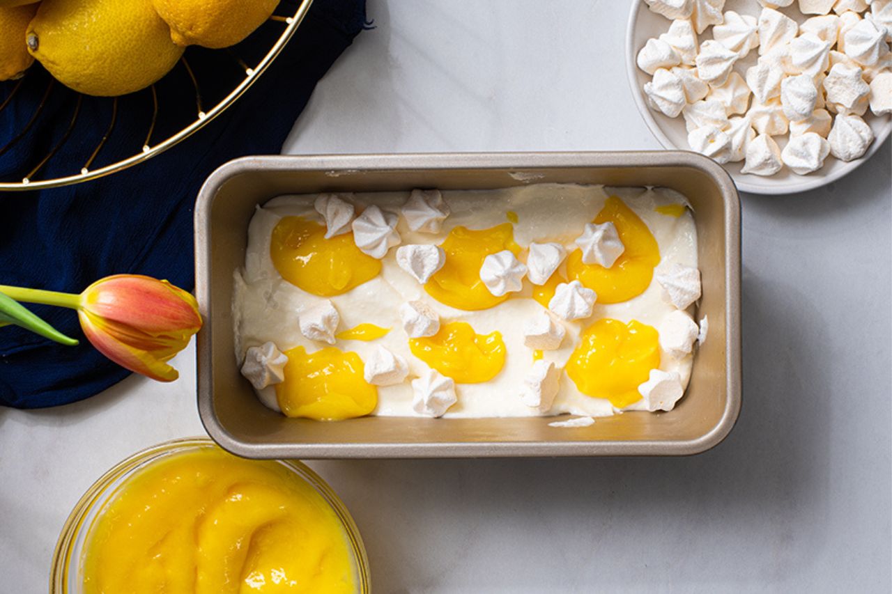 Lemon Meringue Cottage Cheese in a tray