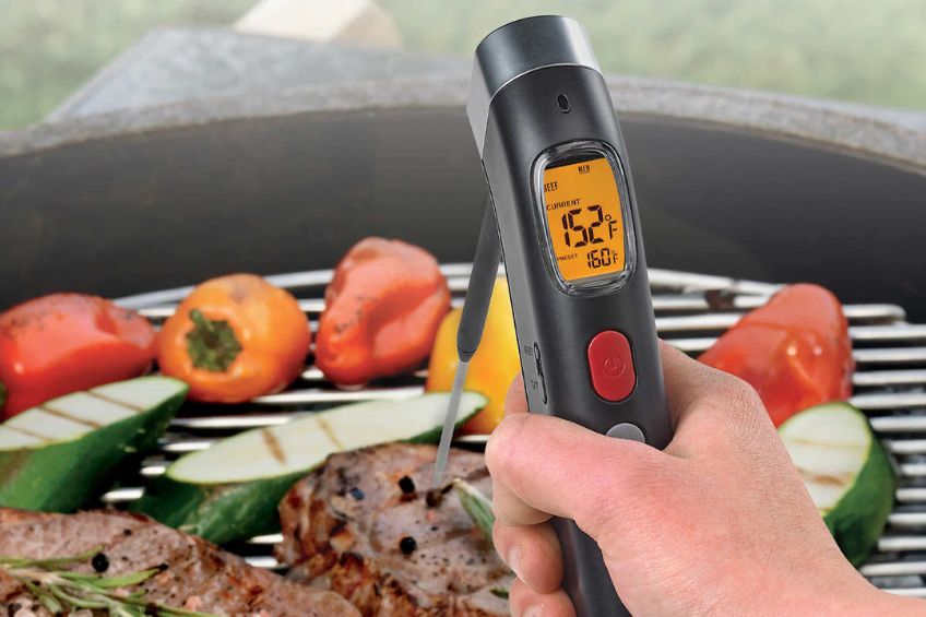 Polder Grill Partner Instant Read Thermometer on a grill
