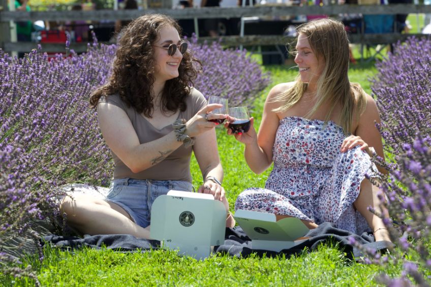 Two females having a picnic