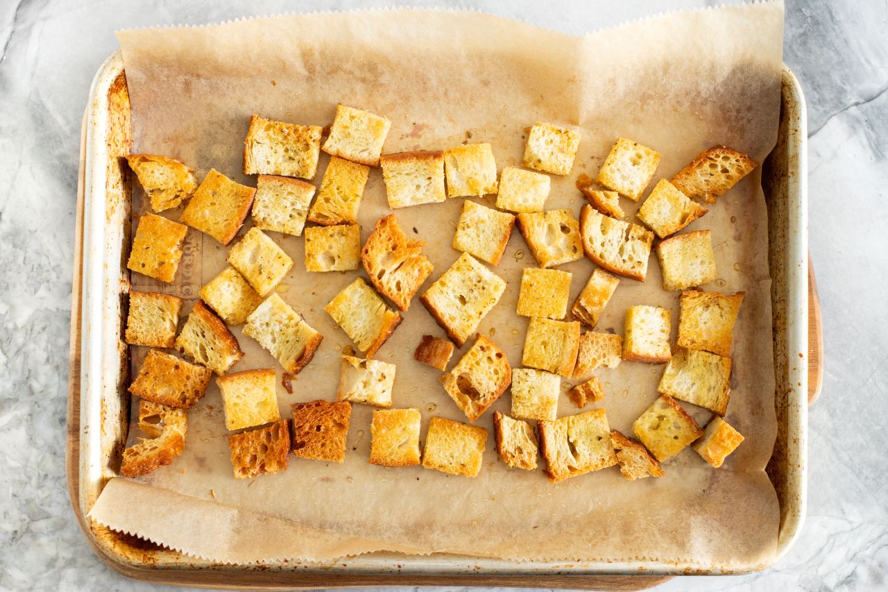 homemade croutons.