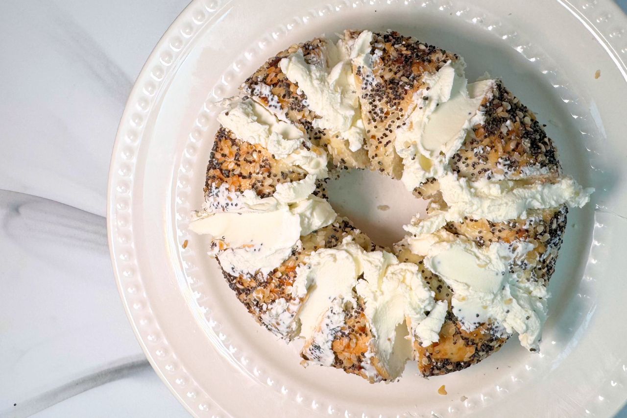 Cream cheese stuffed bagel