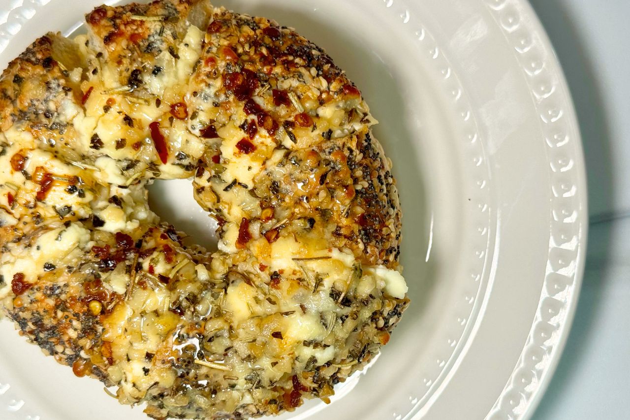 Stuffed cream cheese bagel