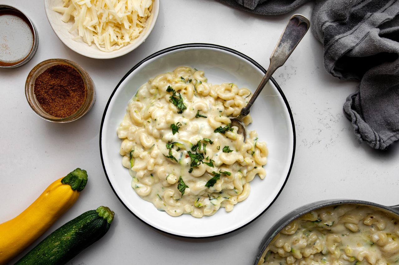 Summer squash mac and cheese