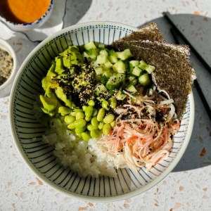 California Roll Bowl With Carrot Miso Dressing