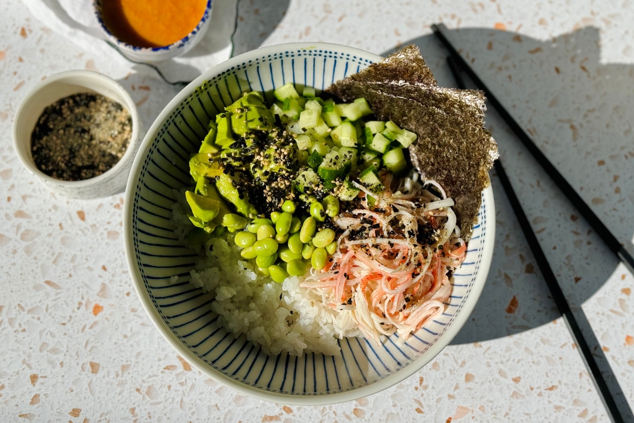 California Roll Bowl With Carrot Miso Dressing