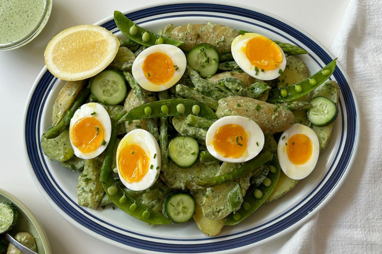 Green Goddess Potato Salad with Jammy Eggs