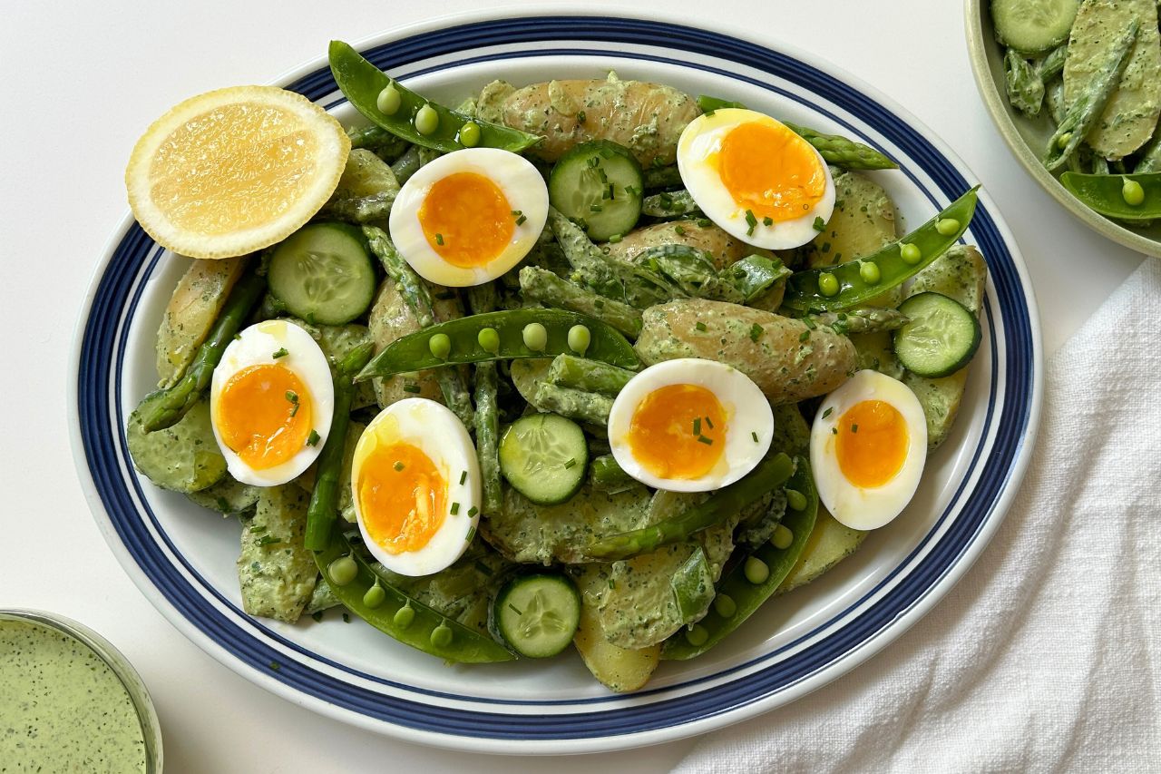 Green Goddess Potato Salad with Jammy Eggs