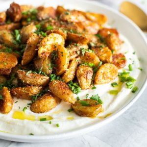 Spicy Parmesan Crusted Potatoes With Garlicky Ricotta