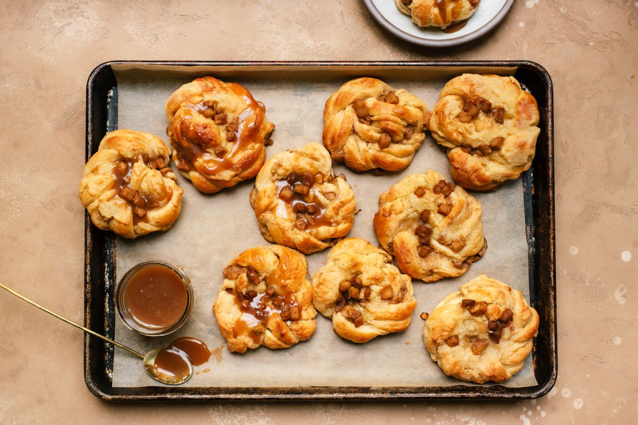 Miso Caramel Apple Frangipane Knots