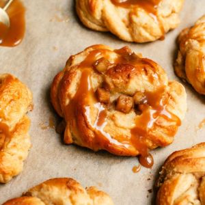 Miso Caramel Apple Frangipane Knots