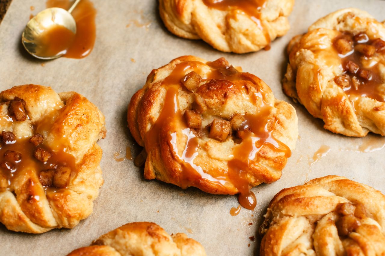 Miso Caramel Apple Frangipane Knots