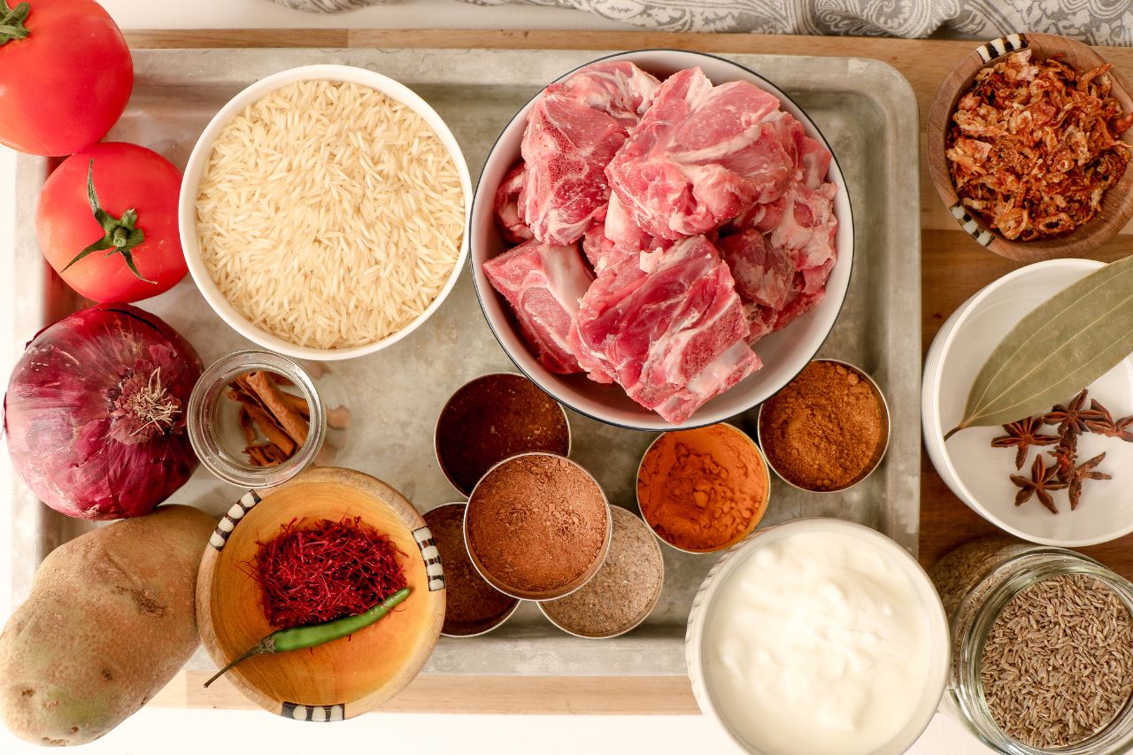 lamb biryani prep